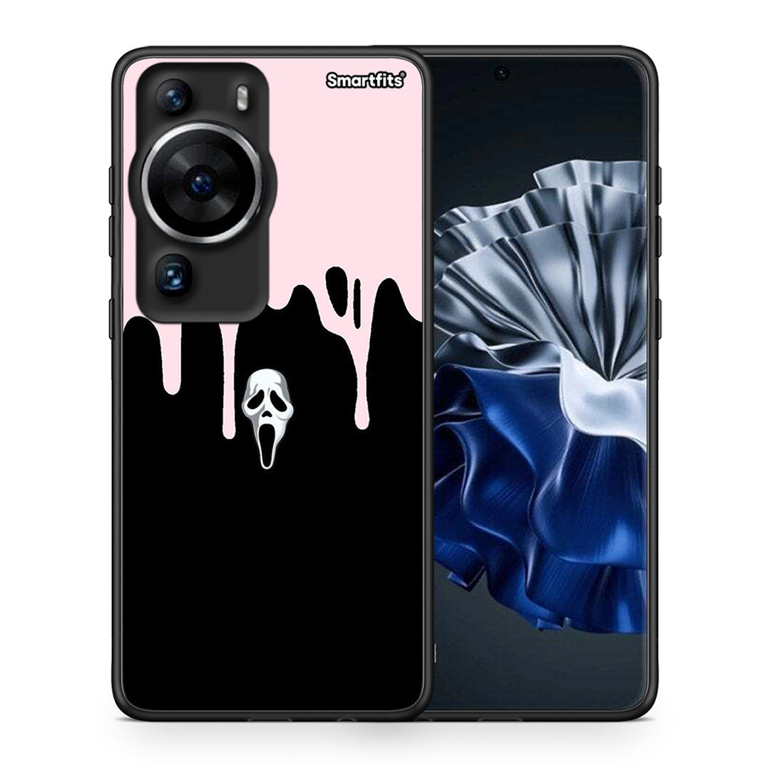 Θήκη Huawei P60 Pro Melting Halloween Mask από τη Smartfits με σχέδιο στο πίσω μέρος και μαύρο περίβλημα | Huawei P60 Pro Melting Halloween Mask Case with Colorful Back and Black Bezels