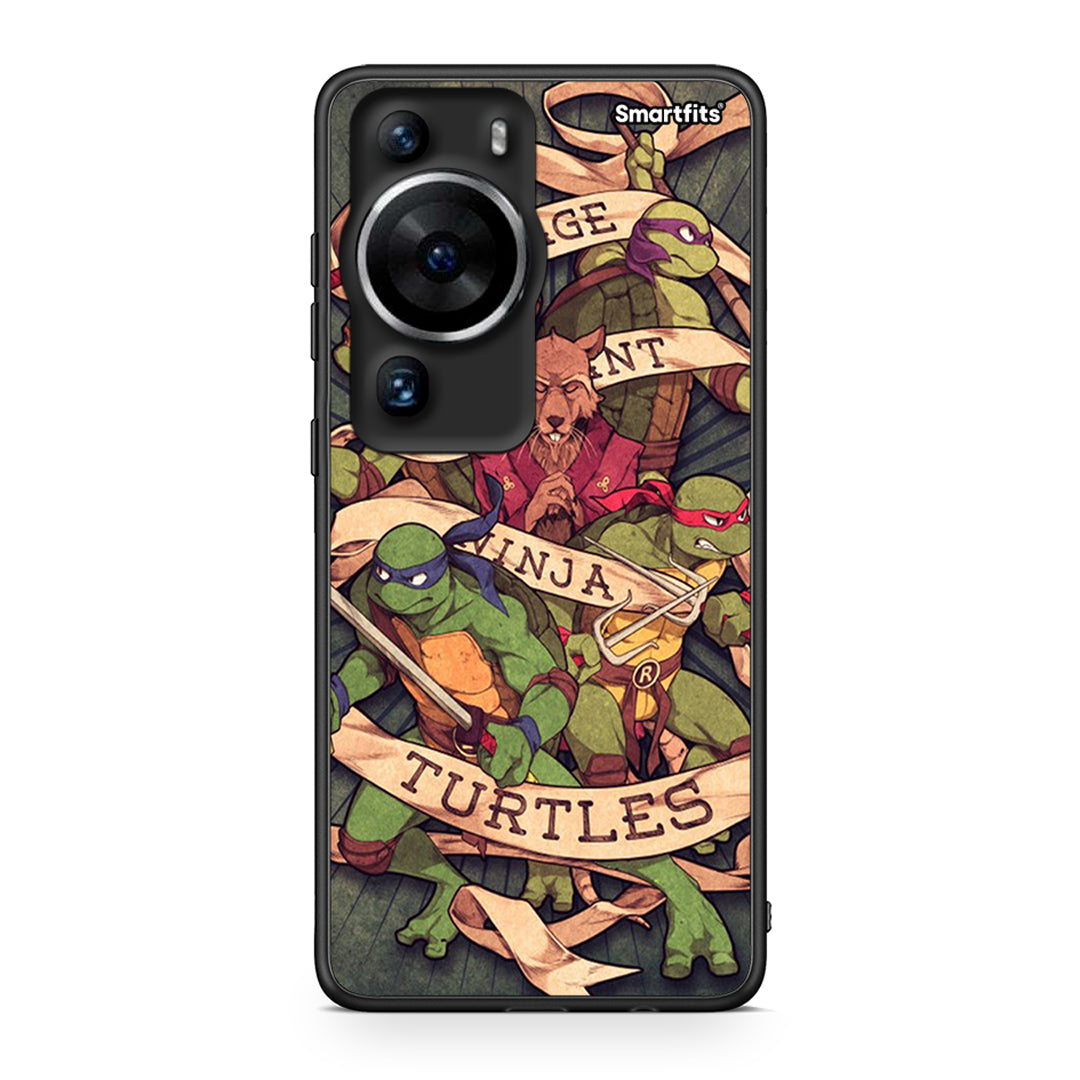 Θήκη Huawei P60 Pro Ninja Turtles από τη Smartfits με σχέδιο στο πίσω μέρος και μαύρο περίβλημα | Huawei P60 Pro Ninja Turtles Case with Colorful Back and Black Bezels