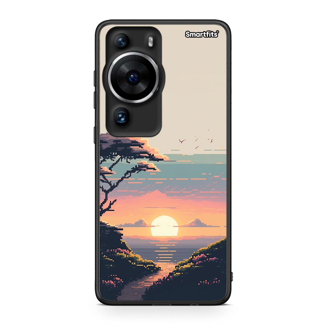 Θήκη Huawei P60 Pro Pixel Sunset από τη Smartfits με σχέδιο στο πίσω μέρος και μαύρο περίβλημα | Huawei P60 Pro Pixel Sunset Case with Colorful Back and Black Bezels