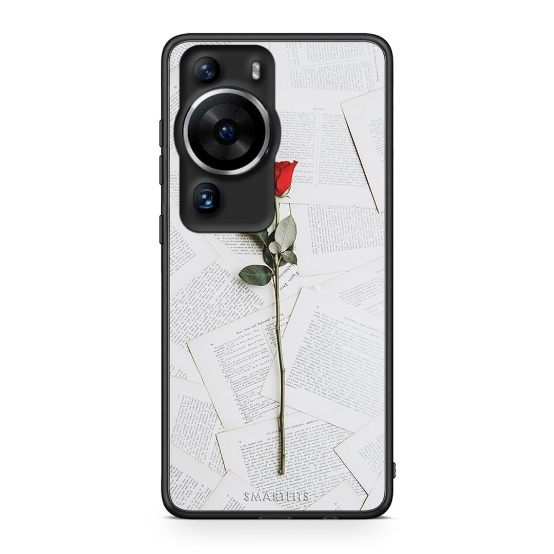 Θήκη Huawei P60 Pro Red Rose από τη Smartfits με σχέδιο στο πίσω μέρος και μαύρο περίβλημα | Huawei P60 Pro Red Rose Case with Colorful Back and Black Bezels