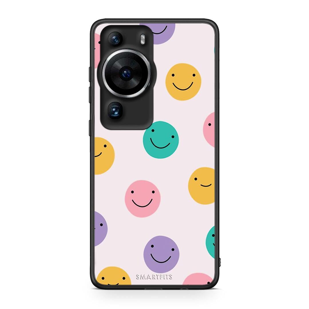 Θήκη Huawei P60 Pro Smiley Faces από τη Smartfits με σχέδιο στο πίσω μέρος και μαύρο περίβλημα | Huawei P60 Pro Smiley Faces Case with Colorful Back and Black Bezels