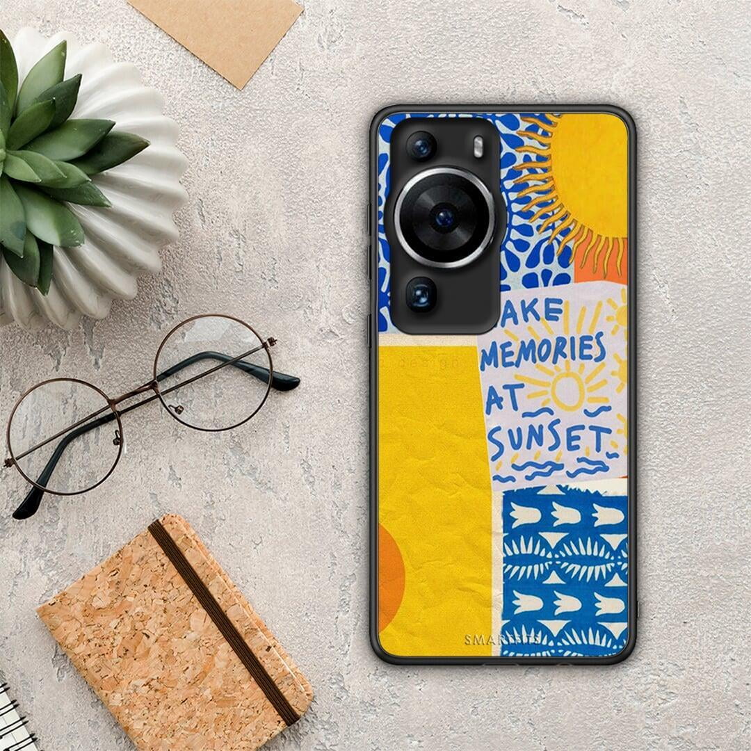 Θήκη Huawei P60 Pro Sunset Memories από τη Smartfits με σχέδιο στο πίσω μέρος και μαύρο περίβλημα | Huawei P60 Pro Sunset Memories Case with Colorful Back and Black Bezels