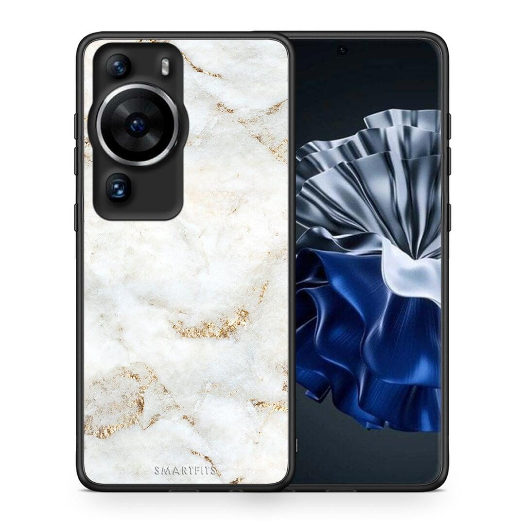 Θήκη Huawei P60 Pro White Gold Marble από τη Smartfits με σχέδιο στο πίσω μέρος και μαύρο περίβλημα | Huawei P60 Pro White Gold Marble Case with Colorful Back and Black Bezels