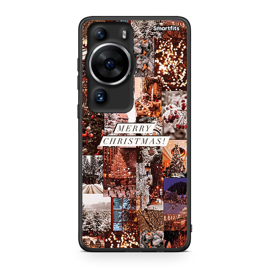 Θήκη Huawei P60 Pro Xmas Collage από τη Smartfits με σχέδιο στο πίσω μέρος και μαύρο περίβλημα | Huawei P60 Pro Xmas Collage Case with Colorful Back and Black Bezels