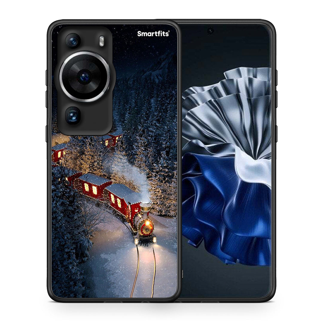 Θήκη Huawei P60 Pro Xmas Train από τη Smartfits με σχέδιο στο πίσω μέρος και μαύρο περίβλημα | Huawei P60 Pro Xmas Train Case with Colorful Back and Black Bezels