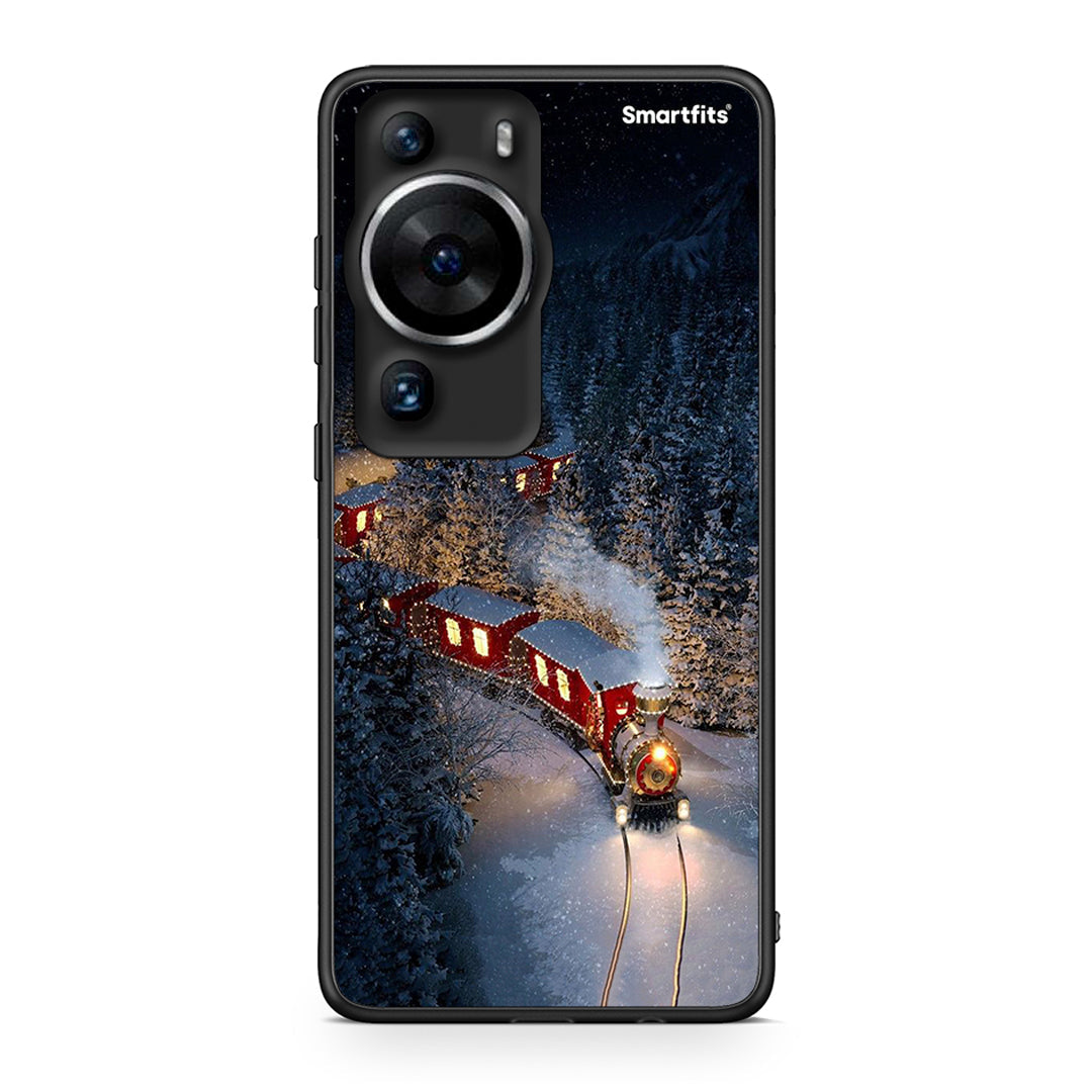 Θήκη Huawei P60 Pro Xmas Train από τη Smartfits με σχέδιο στο πίσω μέρος και μαύρο περίβλημα | Huawei P60 Pro Xmas Train Case with Colorful Back and Black Bezels