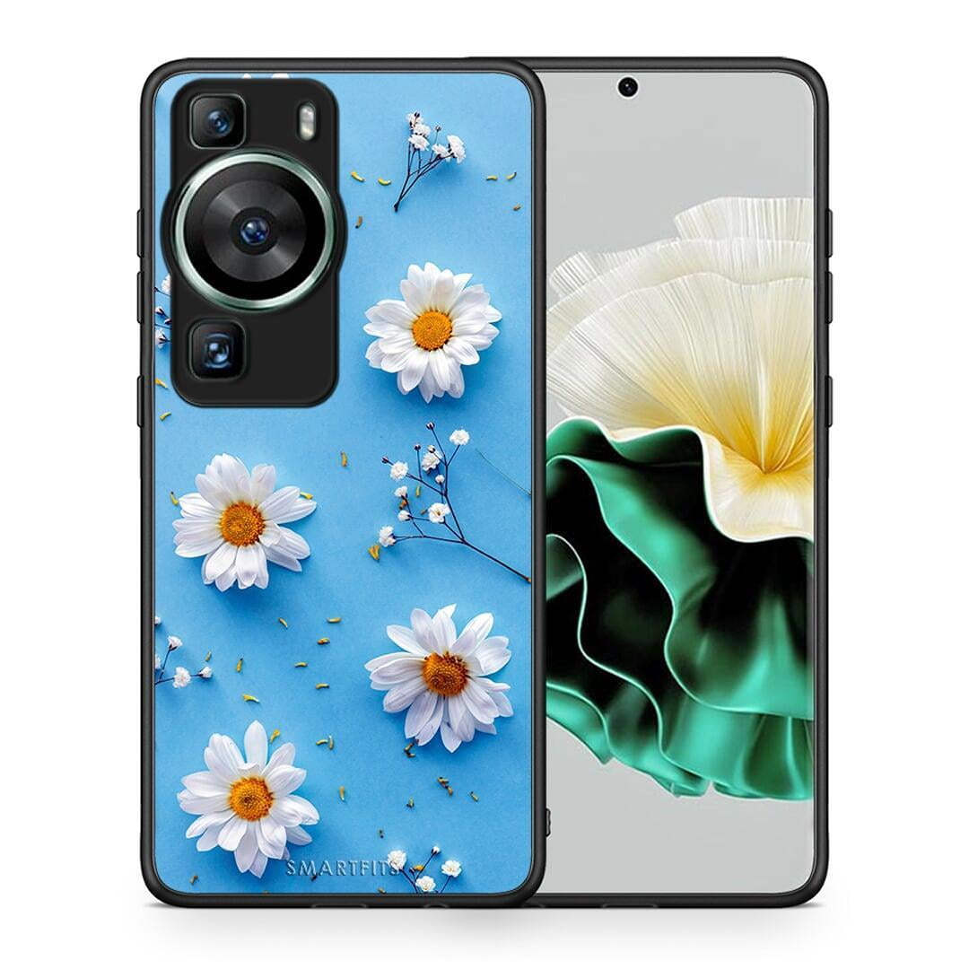 Θήκη Huawei P60 Real Daisies από τη Smartfits με σχέδιο στο πίσω μέρος και μαύρο περίβλημα | Huawei P60 Real Daisies Case with Colorful Back and Black Bezels