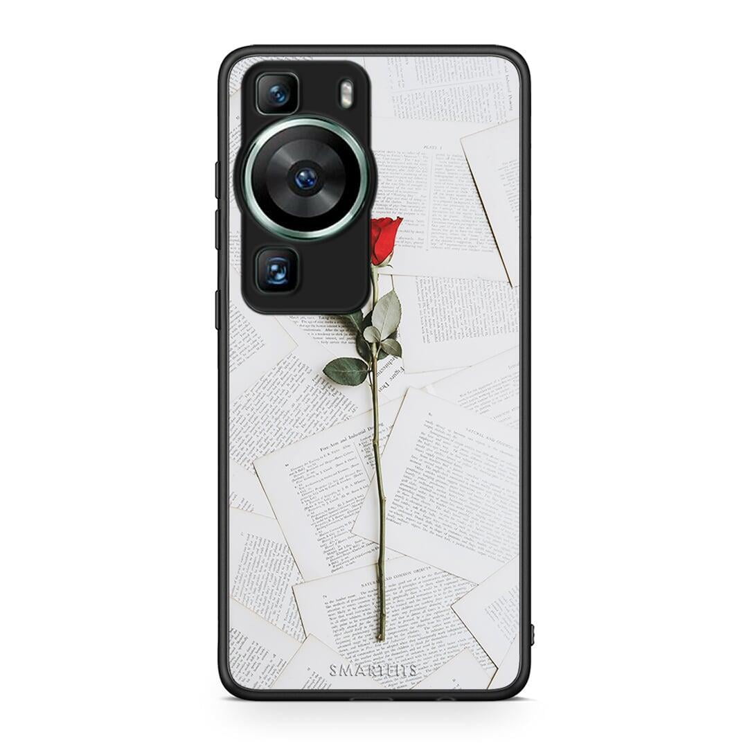 Θήκη Huawei P60 Red Rose από τη Smartfits με σχέδιο στο πίσω μέρος και μαύρο περίβλημα | Huawei P60 Red Rose Case with Colorful Back and Black Bezels