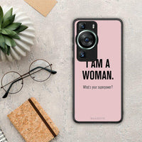 Thumbnail for Θήκη Huawei P60 Superpower Woman από τη Smartfits με σχέδιο στο πίσω μέρος και μαύρο περίβλημα | Huawei P60 Superpower Woman Case with Colorful Back and Black Bezels