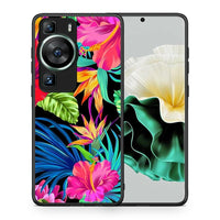 Thumbnail for Θήκη Huawei P60 Tropical Flowers από τη Smartfits με σχέδιο στο πίσω μέρος και μαύρο περίβλημα | Huawei P60 Tropical Flowers Case with Colorful Back and Black Bezels