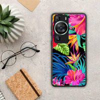 Thumbnail for Θήκη Huawei P60 Tropical Flowers από τη Smartfits με σχέδιο στο πίσω μέρος και μαύρο περίβλημα | Huawei P60 Tropical Flowers Case with Colorful Back and Black Bezels