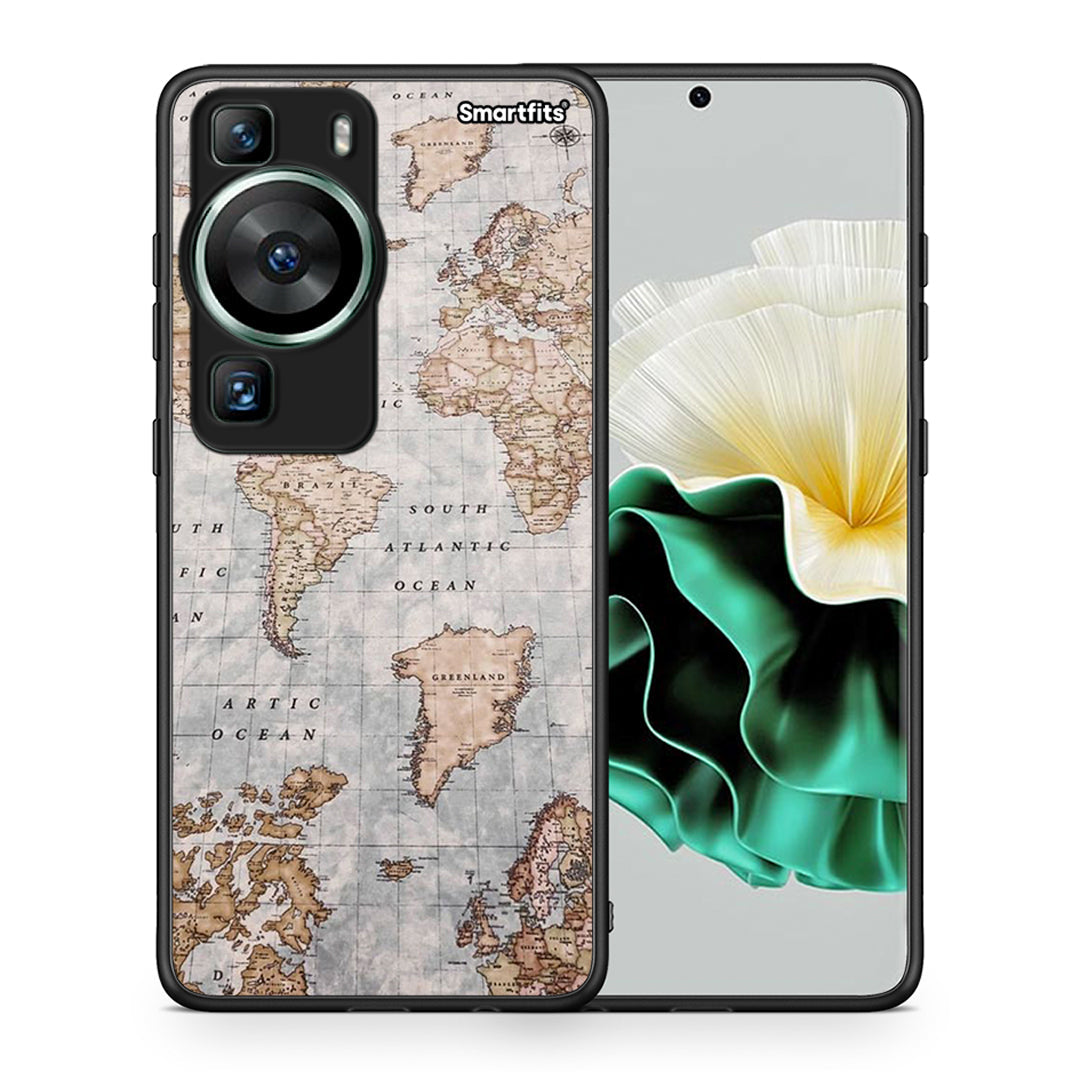 Θήκη Huawei P60 World Map από τη Smartfits με σχέδιο στο πίσω μέρος και μαύρο περίβλημα | Huawei P60 World Map Case with Colorful Back and Black Bezels