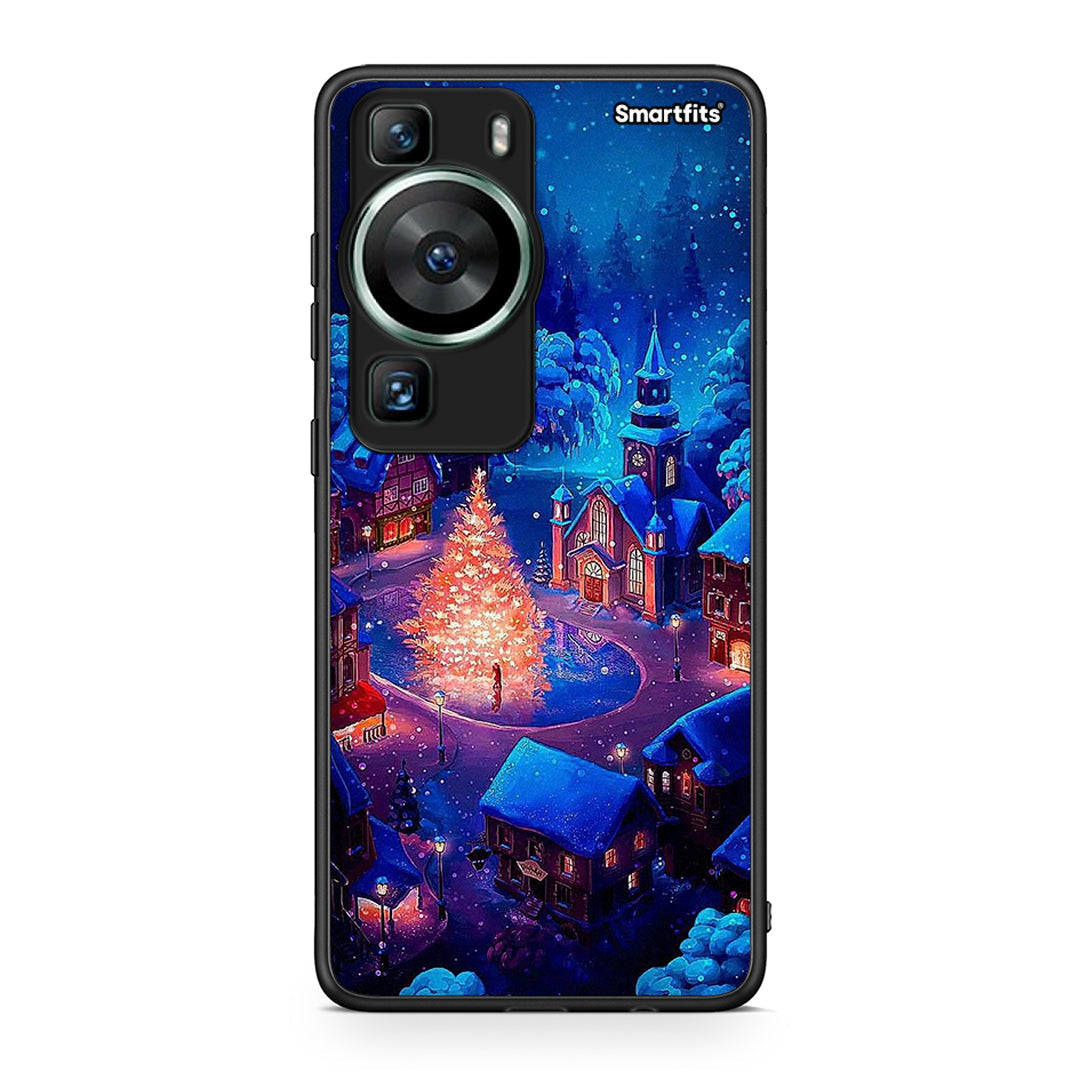 Θήκη Huawei P60 Xmas Village από τη Smartfits με σχέδιο στο πίσω μέρος και μαύρο περίβλημα | Huawei P60 Xmas Village Case with Colorful Back and Black Bezels