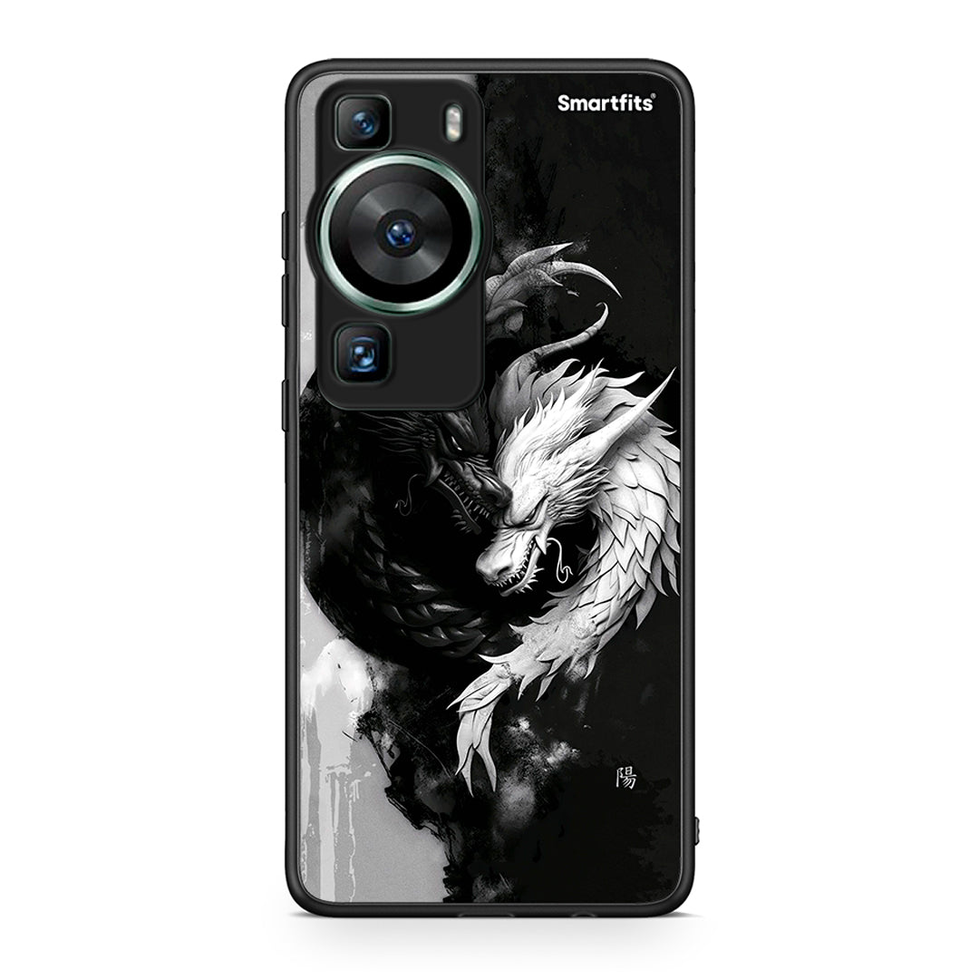 Θήκη Huawei P60 Yin Yang από τη Smartfits με σχέδιο στο πίσω μέρος και μαύρο περίβλημα | Huawei P60 Yin Yang Case with Colorful Back and Black Bezels
