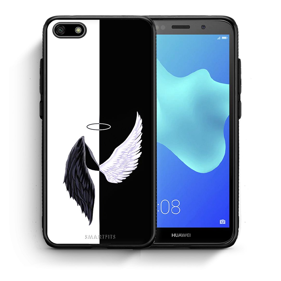 Θήκη Huawei Y5 2018/Honor 7S Angels Demons από τη Smartfits με σχέδιο στο πίσω μέρος και μαύρο περίβλημα | Huawei Y5 2018/Honor 7S Angels Demons case with colorful back and black bezels
