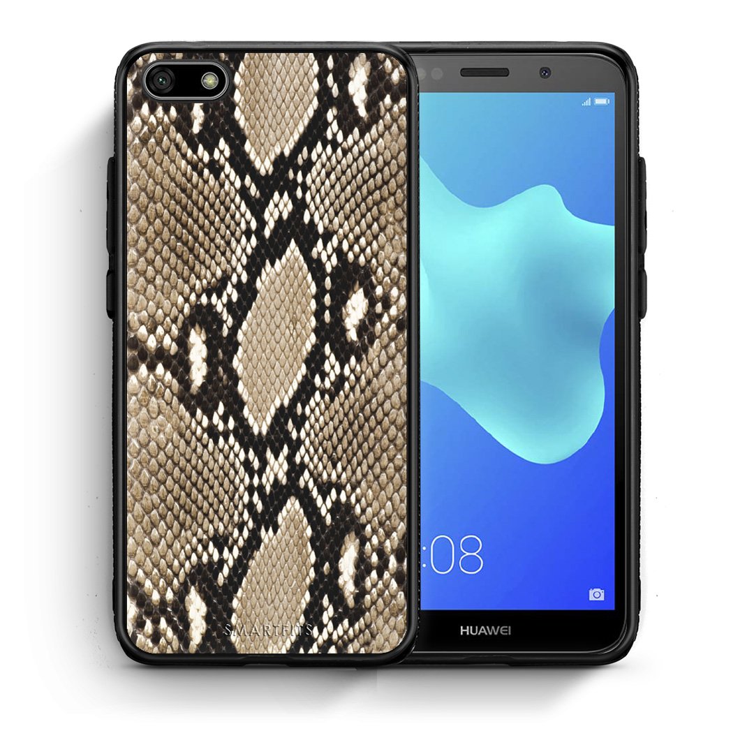 Θήκη Huawei Y5 2018/Honor 7S Fashion Snake Animal από τη Smartfits με σχέδιο στο πίσω μέρος και μαύρο περίβλημα | Huawei Y5 2018/Honor 7S Fashion Snake Animal case with colorful back and black bezels