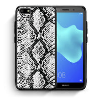 Thumbnail for Θήκη Huawei Y5 2018/Honor 7S White Snake Animal από τη Smartfits με σχέδιο στο πίσω μέρος και μαύρο περίβλημα | Huawei Y5 2018/Honor 7S White Snake Animal case with colorful back and black bezels