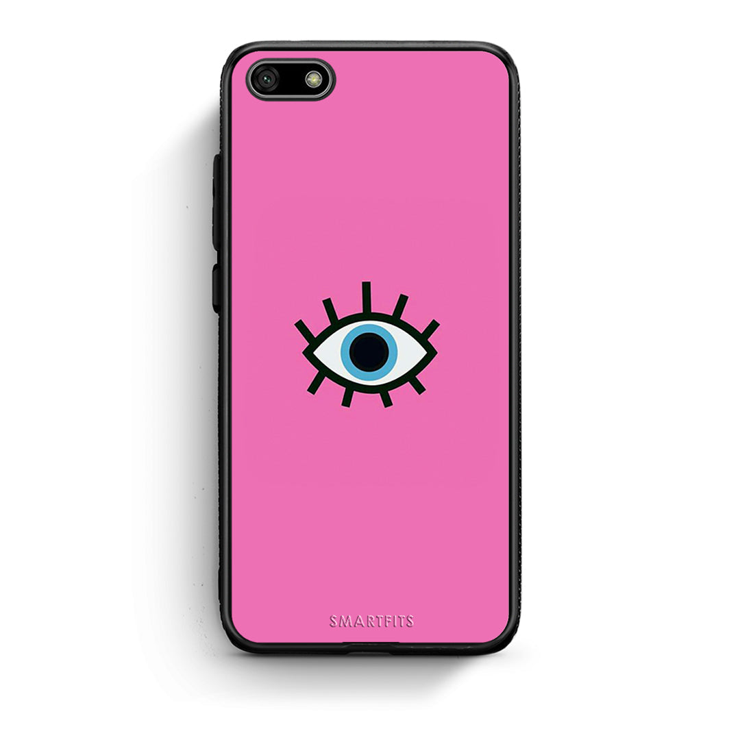 Huawei Y5 2018 Blue Eye Pink θήκη από τη Smartfits με σχέδιο στο πίσω μέρος και μαύρο περίβλημα | Smartphone case with colorful back and black bezels by Smartfits