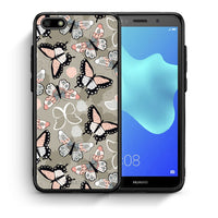 Thumbnail for Θήκη Huawei Y5 2018/Honor 7S Butterflies Boho από τη Smartfits με σχέδιο στο πίσω μέρος και μαύρο περίβλημα | Huawei Y5 2018/Honor 7S Butterflies Boho case with colorful back and black bezels