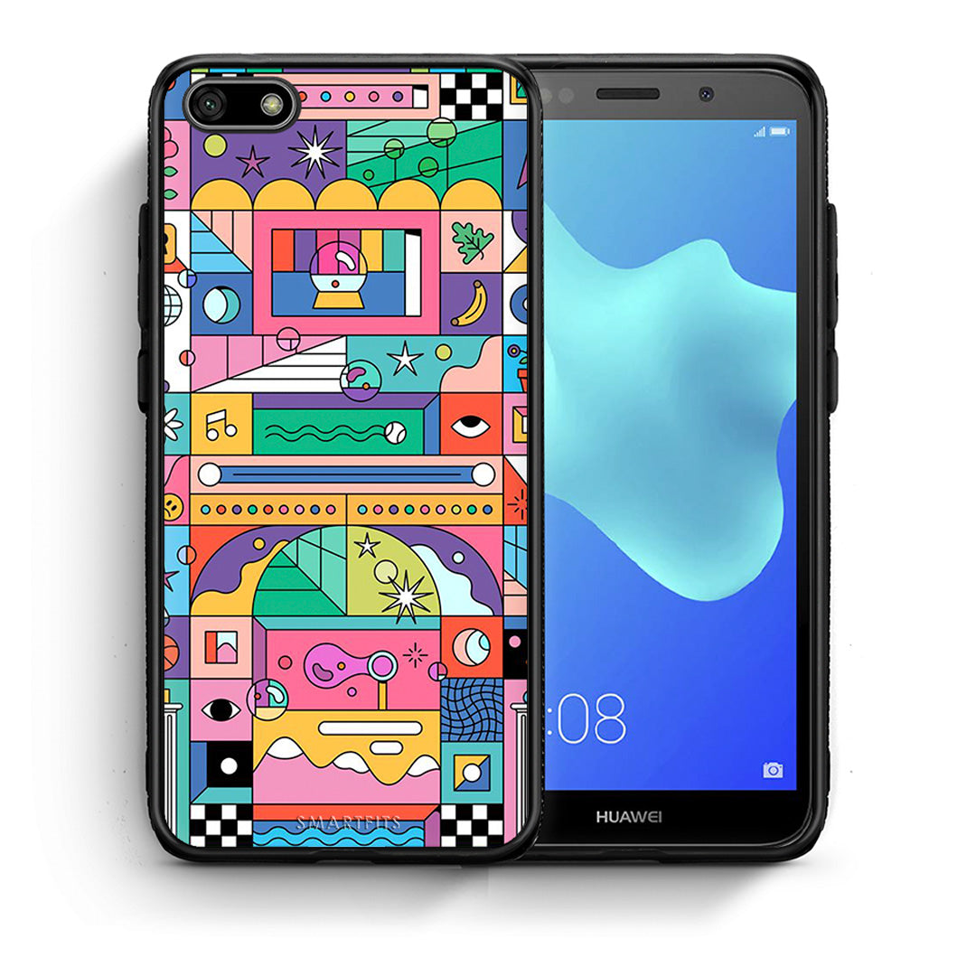 Θήκη Huawei Y5 2018/Honor 7S Bubbles Soap από τη Smartfits με σχέδιο στο πίσω μέρος και μαύρο περίβλημα | Huawei Y5 2018/Honor 7S Bubbles Soap case with colorful back and black bezels