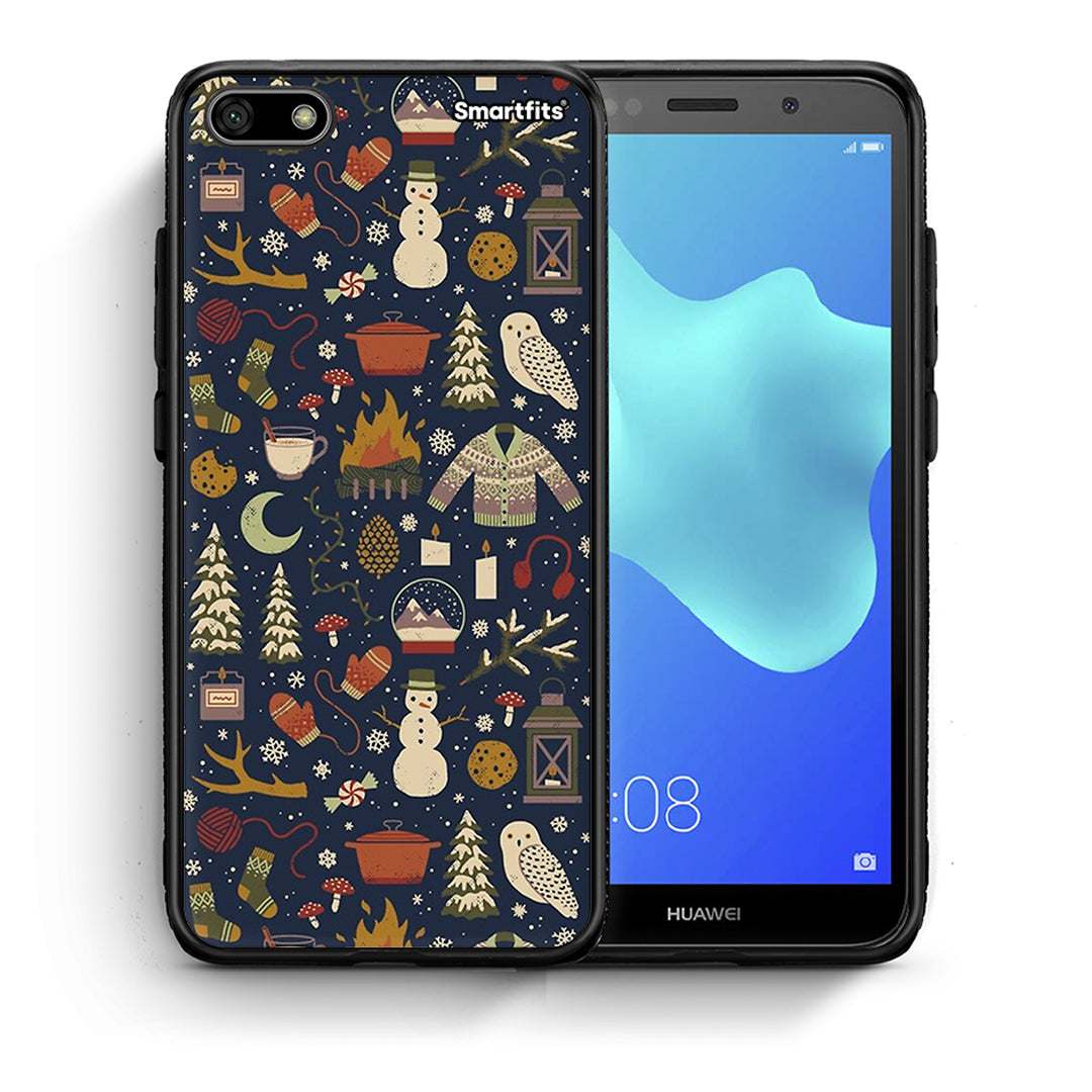 Θήκη Huawei Y5 2018/Honor 7S Christmas Elements από τη Smartfits με σχέδιο στο πίσω μέρος και μαύρο περίβλημα | Huawei Y5 2018/Honor 7S Christmas Elements case with colorful back and black bezels