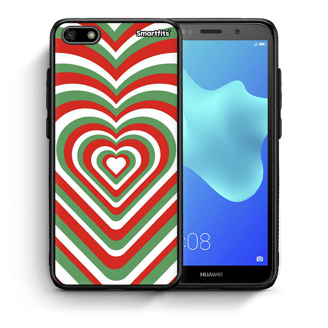 Θήκη Huawei Y5 2018/Honor 7S Christmas Hearts από τη Smartfits με σχέδιο στο πίσω μέρος και μαύρο περίβλημα | Huawei Y5 2018/Honor 7S Christmas Hearts case with colorful back and black bezels