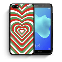 Thumbnail for Θήκη Huawei Y5 2018/Honor 7S Christmas Hearts από τη Smartfits με σχέδιο στο πίσω μέρος και μαύρο περίβλημα | Huawei Y5 2018/Honor 7S Christmas Hearts case with colorful back and black bezels