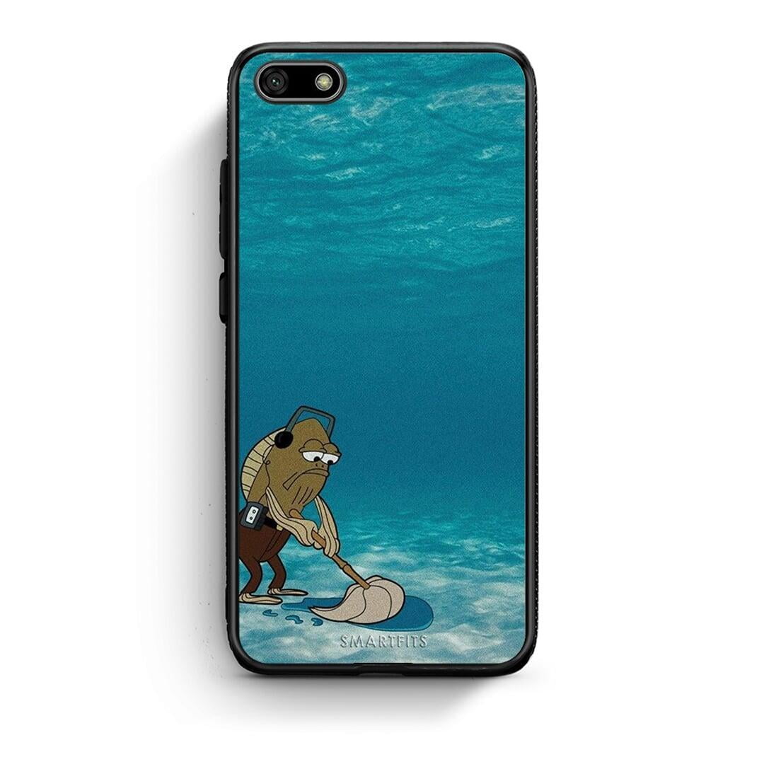 Huawei Y5 2018 Clean The Ocean Θήκη από τη Smartfits με σχέδιο στο πίσω μέρος και μαύρο περίβλημα | Smartphone case with colorful back and black bezels by Smartfits