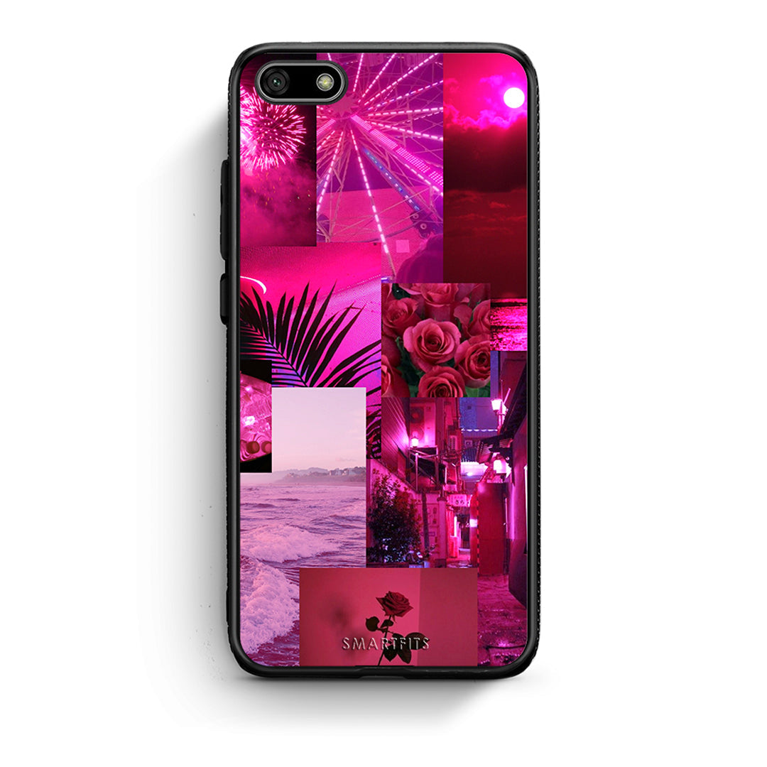 Huawei Y5 2018 Collage Red Roses Θήκη Αγίου Βαλεντίνου από τη Smartfits με σχέδιο στο πίσω μέρος και μαύρο περίβλημα | Smartphone case with colorful back and black bezels by Smartfits