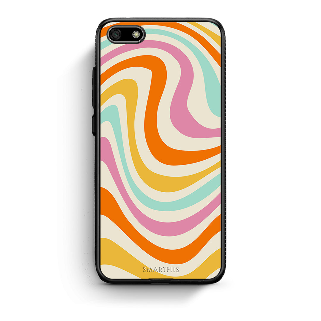 Huawei Y5 2018 Colourful Waves θήκη από τη Smartfits με σχέδιο στο πίσω μέρος και μαύρο περίβλημα | Smartphone case with colorful back and black bezels by Smartfits