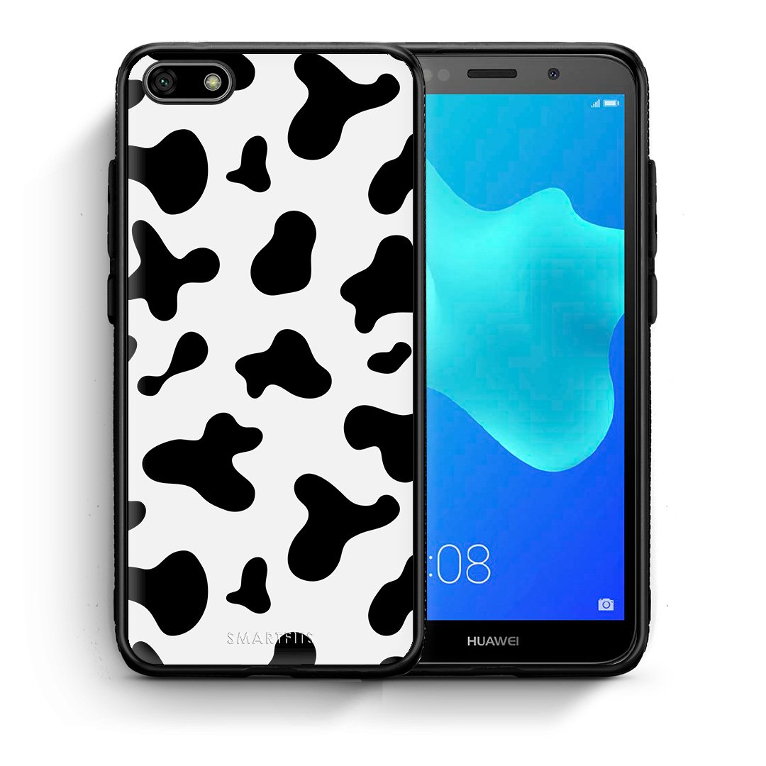 Θήκη Huawei Y5 2018/Honor 7S Cow Print από τη Smartfits με σχέδιο στο πίσω μέρος και μαύρο περίβλημα | Huawei Y5 2018/Honor 7S Cow Print case with colorful back and black bezels