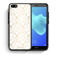 Thumbnail for Θήκη Huawei Y5 2018/Honor 7S Luxury White Geometric από τη Smartfits με σχέδιο στο πίσω μέρος και μαύρο περίβλημα | Huawei Y5 2018/Honor 7S Luxury White Geometric case with colorful back and black bezels