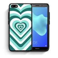 Thumbnail for Θήκη Huawei Y5 2018/Honor 7S Green Hearts από τη Smartfits με σχέδιο στο πίσω μέρος και μαύρο περίβλημα | Huawei Y5 2018/Honor 7S Green Hearts case with colorful back and black bezels