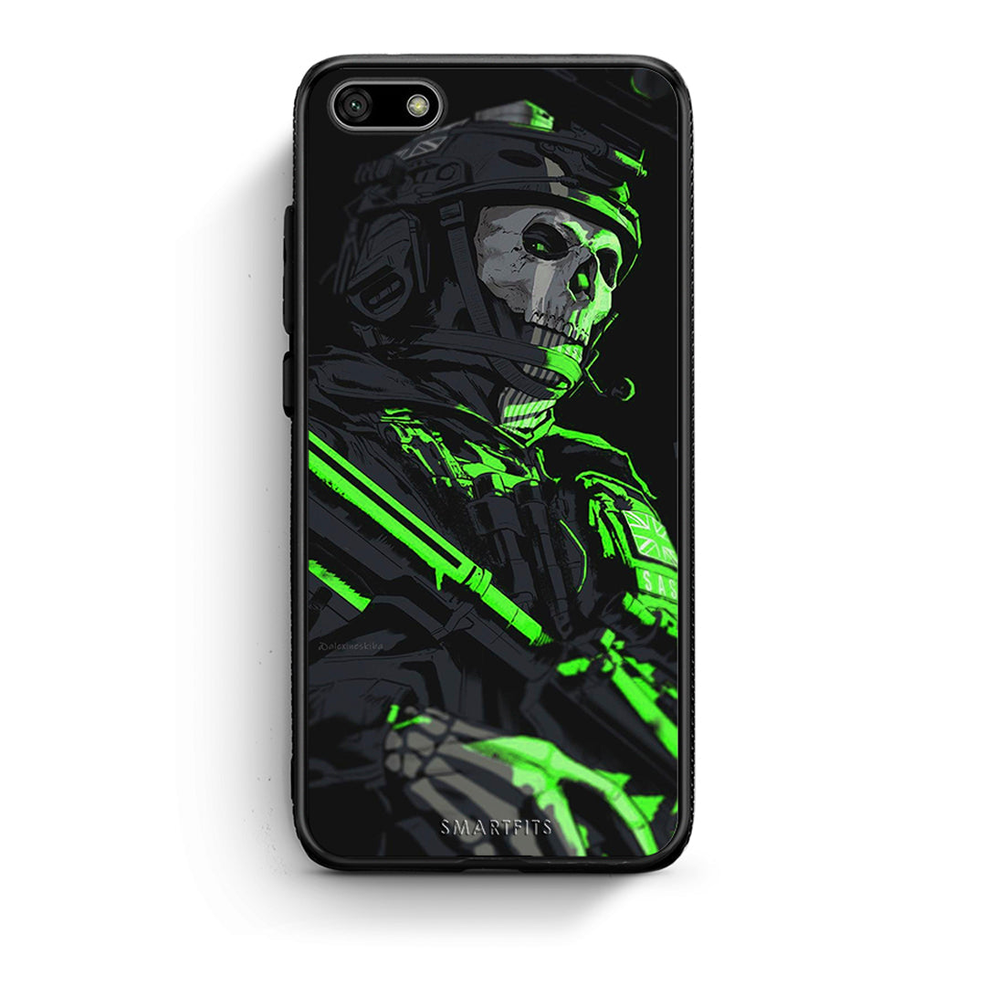Huawei Y5 2018 Green Soldier Θήκη Αγίου Βαλεντίνου από τη Smartfits με σχέδιο στο πίσω μέρος και μαύρο περίβλημα | Smartphone case with colorful back and black bezels by Smartfits