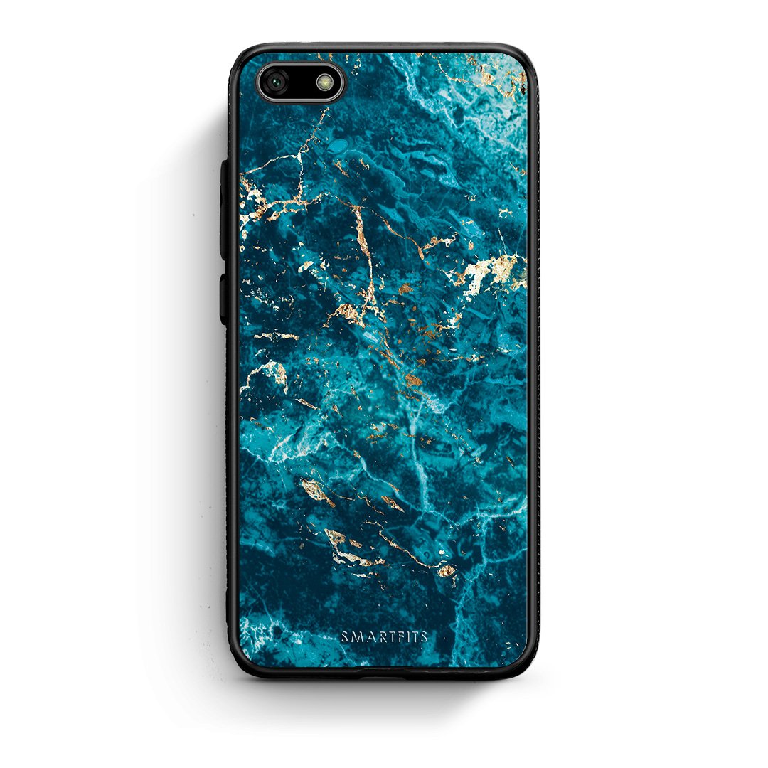 Huawei Y5 2018 Marble Blue θήκη από τη Smartfits με σχέδιο στο πίσω μέρος και μαύρο περίβλημα | Smartphone case with colorful back and black bezels by Smartfits