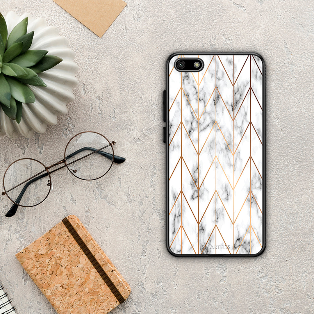 Marble Gold Geometric - Huawei Y5 2018 / Honor 7S case