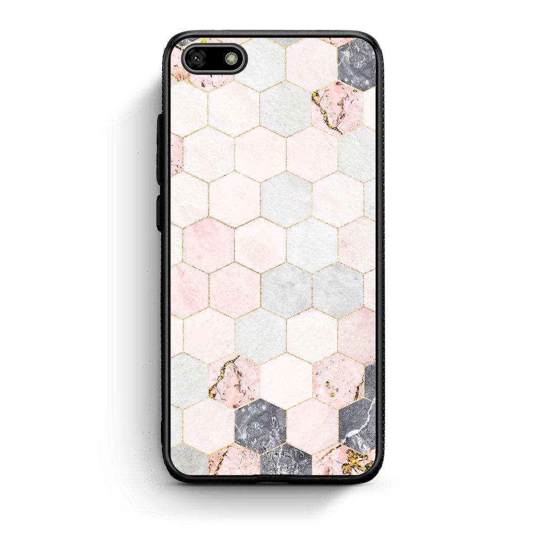 4 - Huawei Y5 2018 Hexagon Pink Marble case, cover, bumper
