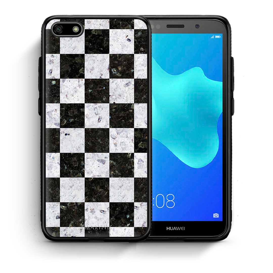 Θήκη Huawei Y5 2018/Honor 7S Square Geometric Marble από τη Smartfits με σχέδιο στο πίσω μέρος και μαύρο περίβλημα | Huawei Y5 2018/Honor 7S Square Geometric Marble case with colorful back and black bezels