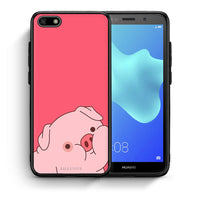 Thumbnail for Θήκη Αγίου Βαλεντίνου Huawei Y5 2018 / Honor 7S Pig Love 1 από τη Smartfits με σχέδιο στο πίσω μέρος και μαύρο περίβλημα | Huawei Y5 2018 / Honor 7S Pig Love 1 case with colorful back and black bezels