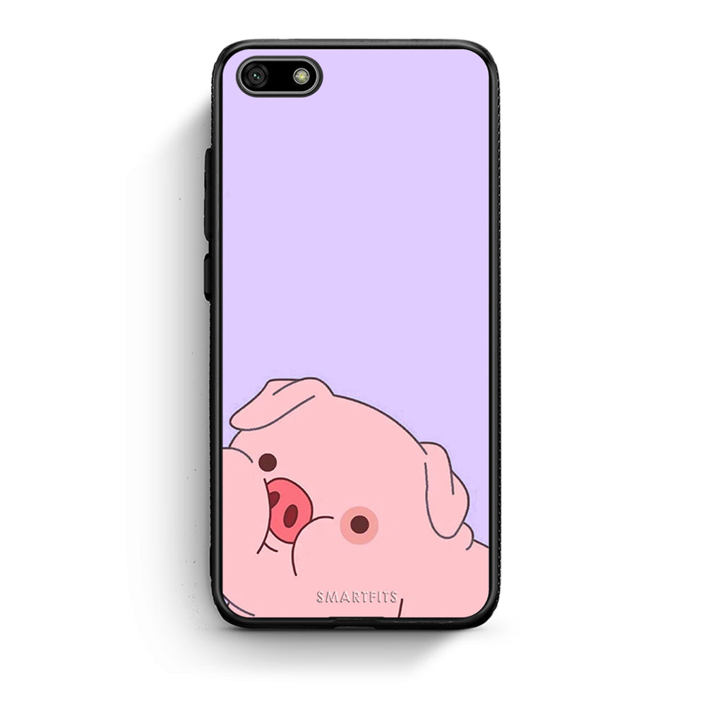Huawei Y5 2018 Pig Love 2 Θήκη Αγίου Βαλεντίνου από τη Smartfits με σχέδιο στο πίσω μέρος και μαύρο περίβλημα | Smartphone case with colorful back and black bezels by Smartfits