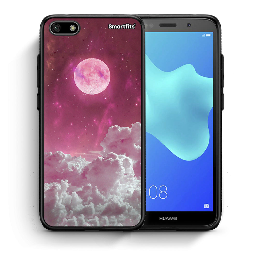 Θήκη Huawei Y5 2018 / Honor 7S Pink Moon από τη Smartfits με σχέδιο στο πίσω μέρος και μαύρο περίβλημα | Huawei Y5 2018 / Honor 7S Pink Moon case with colorful back and black bezels