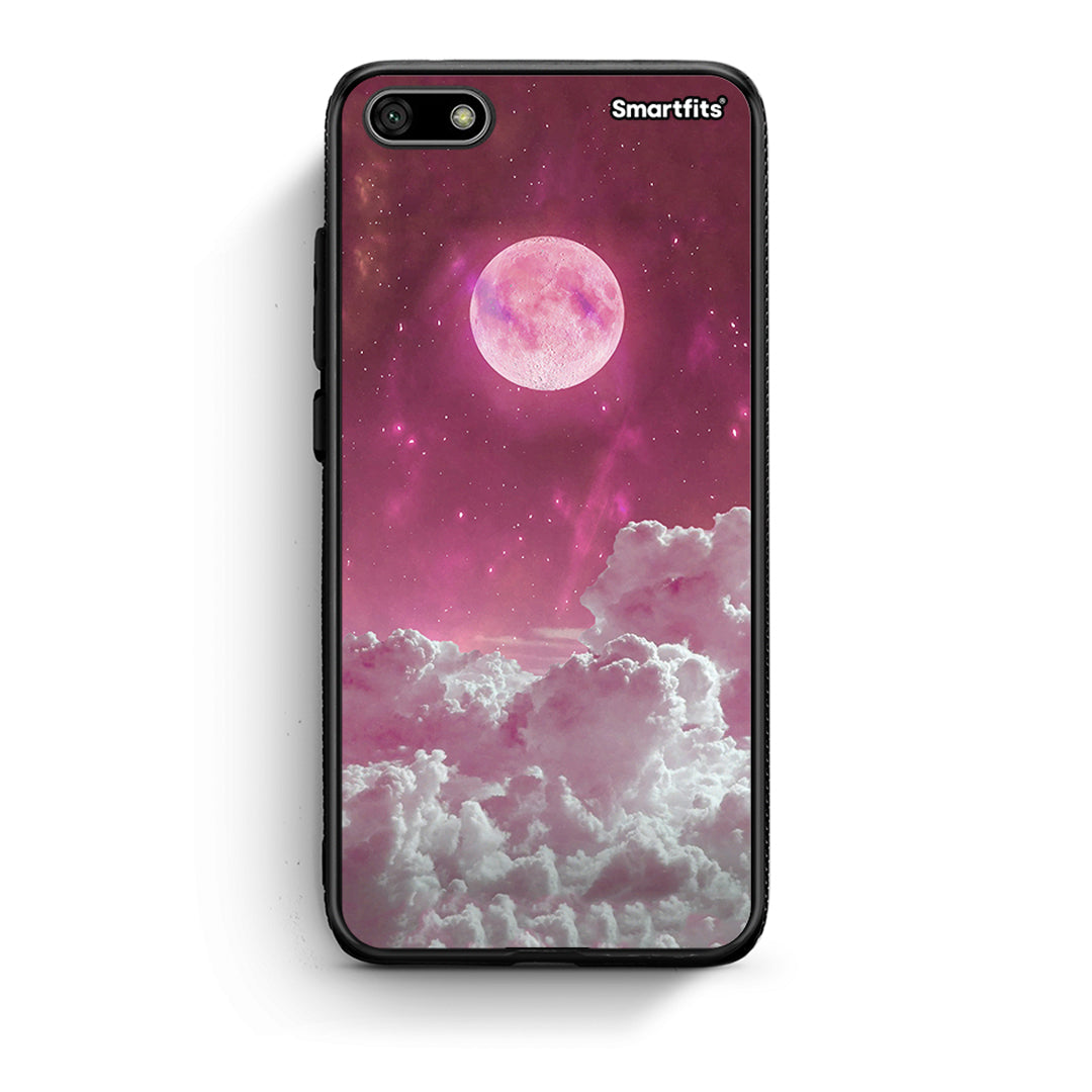 Huawei Y5 2018 Pink Moon Θήκη από τη Smartfits με σχέδιο στο πίσω μέρος και μαύρο περίβλημα | Smartphone case with colorful back and black bezels by Smartfits