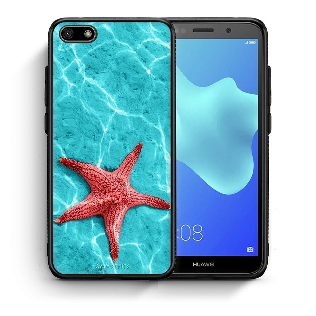 Θήκη Huawei Y5 2018 / Honor 7S Red Starfish από τη Smartfits με σχέδιο στο πίσω μέρος και μαύρο περίβλημα | Huawei Y5 2018 / Honor 7S Red Starfish case with colorful back and black bezels