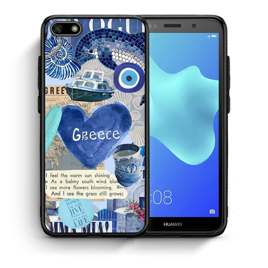 Θήκη Huawei Y5 2018 / Honor 7S Summer In Greece από τη Smartfits με σχέδιο στο πίσω μέρος και μαύρο περίβλημα | Huawei Y5 2018 / Honor 7S Summer In Greece case with colorful back and black bezels