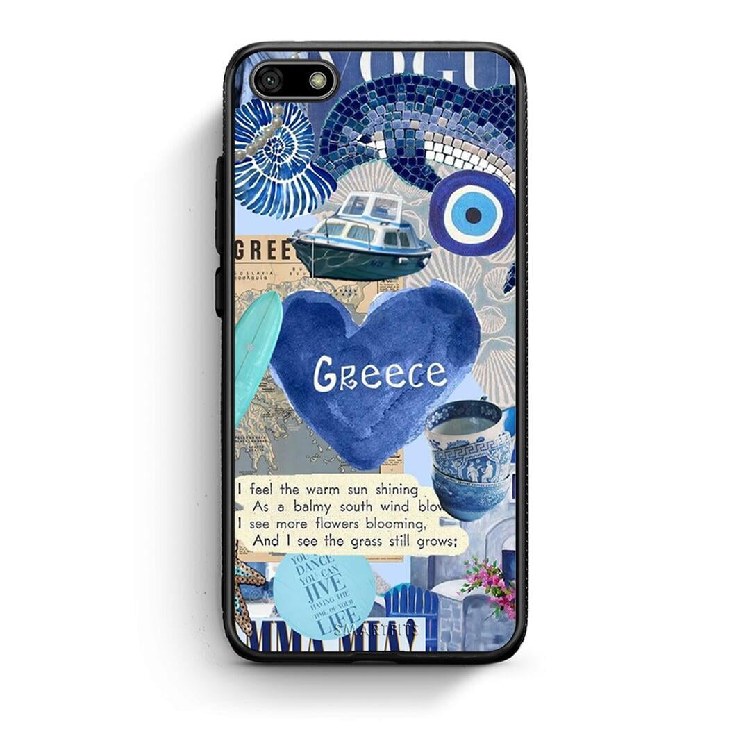 Huawei Y5 2018 Summer In Greece Θήκη από τη Smartfits με σχέδιο στο πίσω μέρος και μαύρο περίβλημα | Smartphone case with colorful back and black bezels by Smartfits