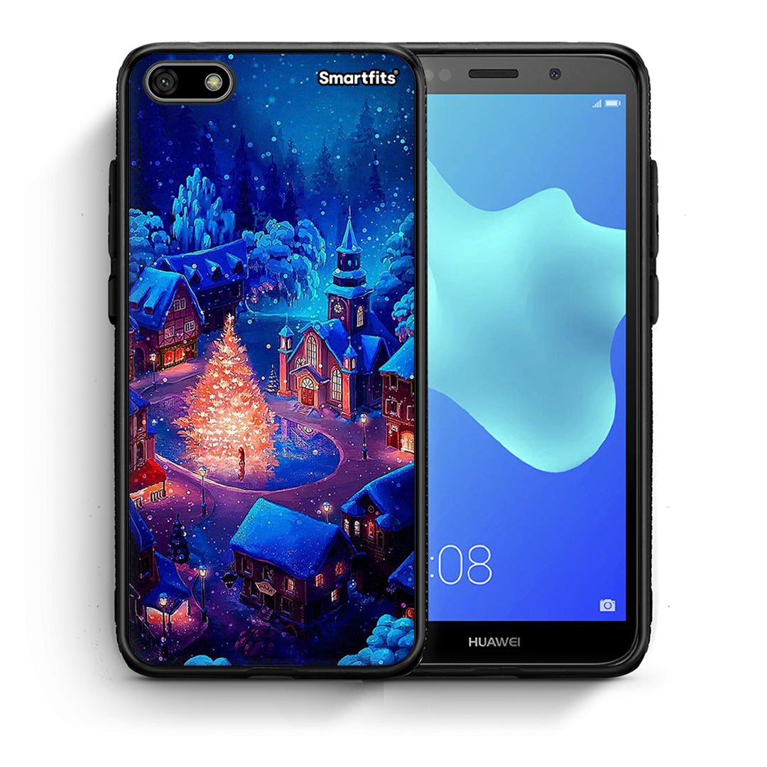 Θήκη Huawei Y5 2018/Honor 7S Xmas Village από τη Smartfits με σχέδιο στο πίσω μέρος και μαύρο περίβλημα | Huawei Y5 2018/Honor 7S Xmas Village case with colorful back and black bezels