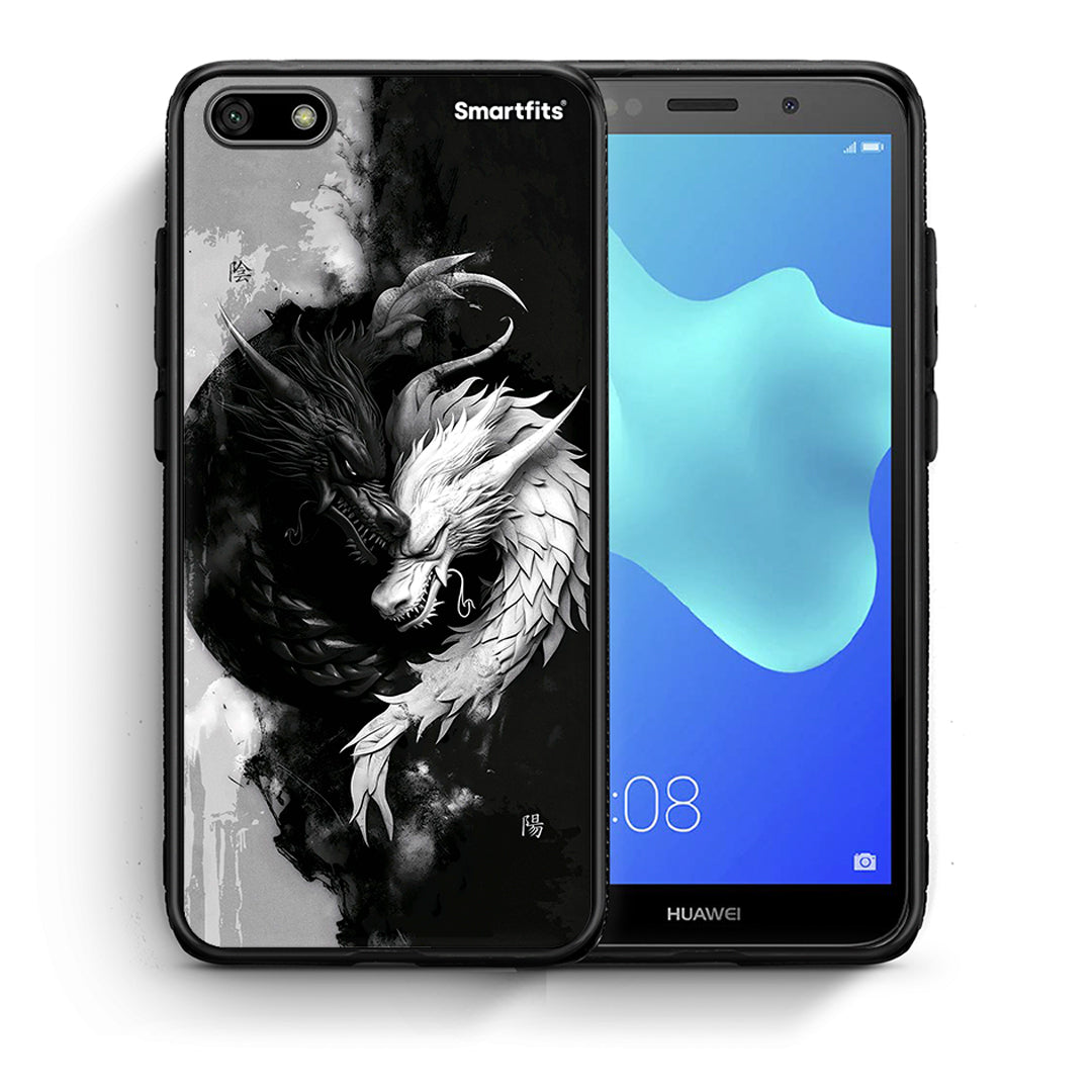 Θήκη Huawei Y5 2018 / Honor 7S Yin Yang από τη Smartfits με σχέδιο στο πίσω μέρος και μαύρο περίβλημα | Huawei Y5 2018 / Honor 7S Yin Yang case with colorful back and black bezels