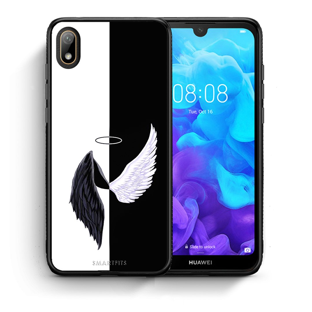 Θήκη Huawei Y5 2019 Angels Demons από τη Smartfits με σχέδιο στο πίσω μέρος και μαύρο περίβλημα | Huawei Y5 2019 Angels Demons case with colorful back and black bezels
