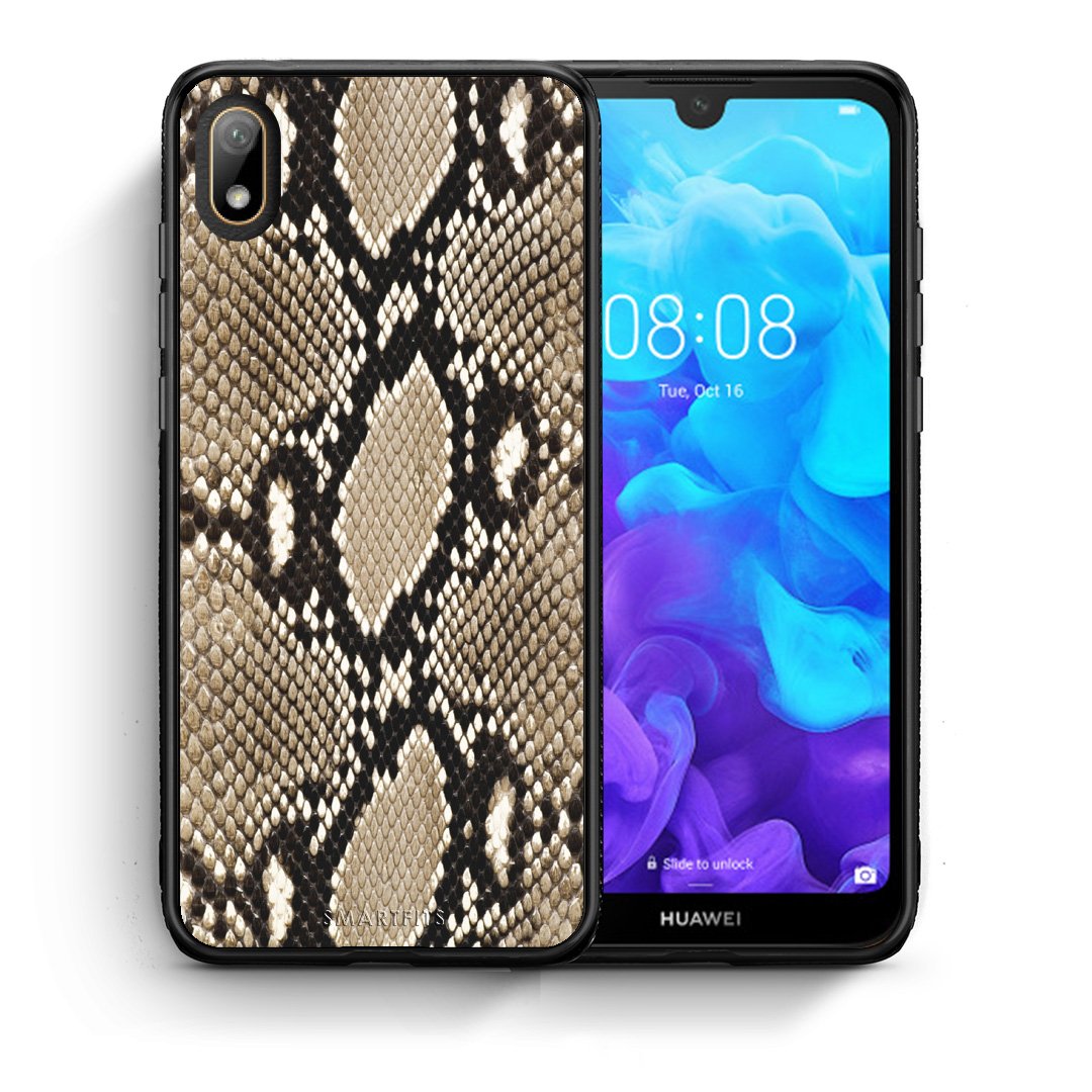 Θήκη Huawei Y5 2019 Fashion Snake Animal από τη Smartfits με σχέδιο στο πίσω μέρος και μαύρο περίβλημα | Huawei Y5 2019 Fashion Snake Animal case with colorful back and black bezels
