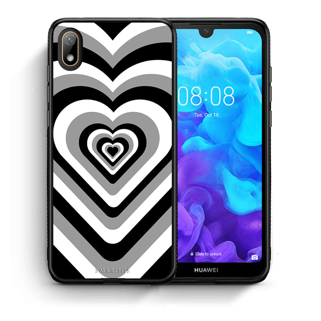 Θήκη Huawei Y5 2019 Black Hearts από τη Smartfits με σχέδιο στο πίσω μέρος και μαύρο περίβλημα | Huawei Y5 2019 Black Hearts case with colorful back and black bezels